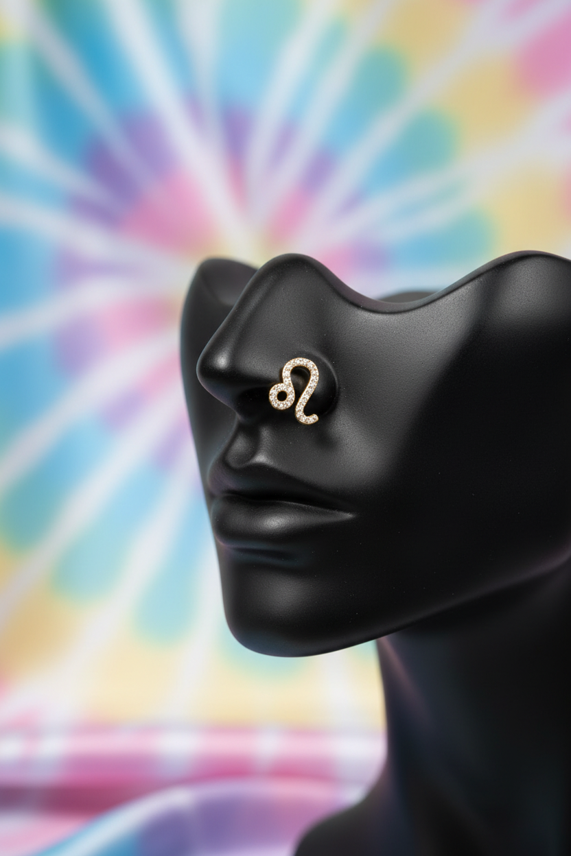 Leo faux nose ring on black mannequin