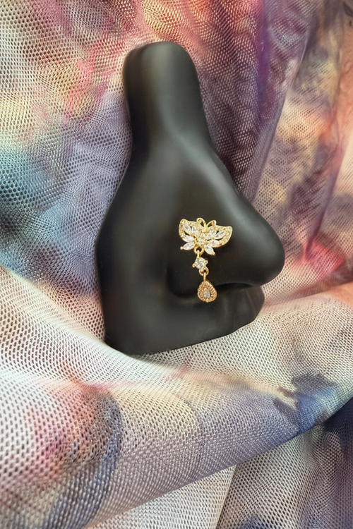 Butterfly faux nose ring on black mannequin